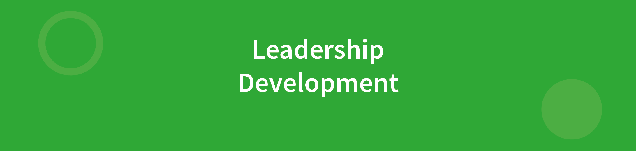 Leadership Development written in white on green background