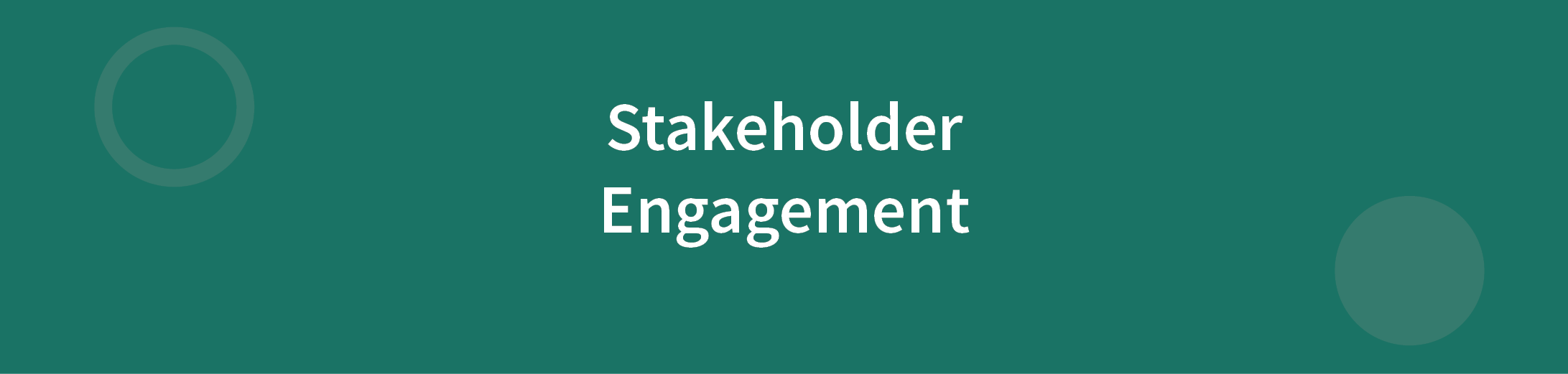 Stakeholder Engagement Framework written in white text on dark green background